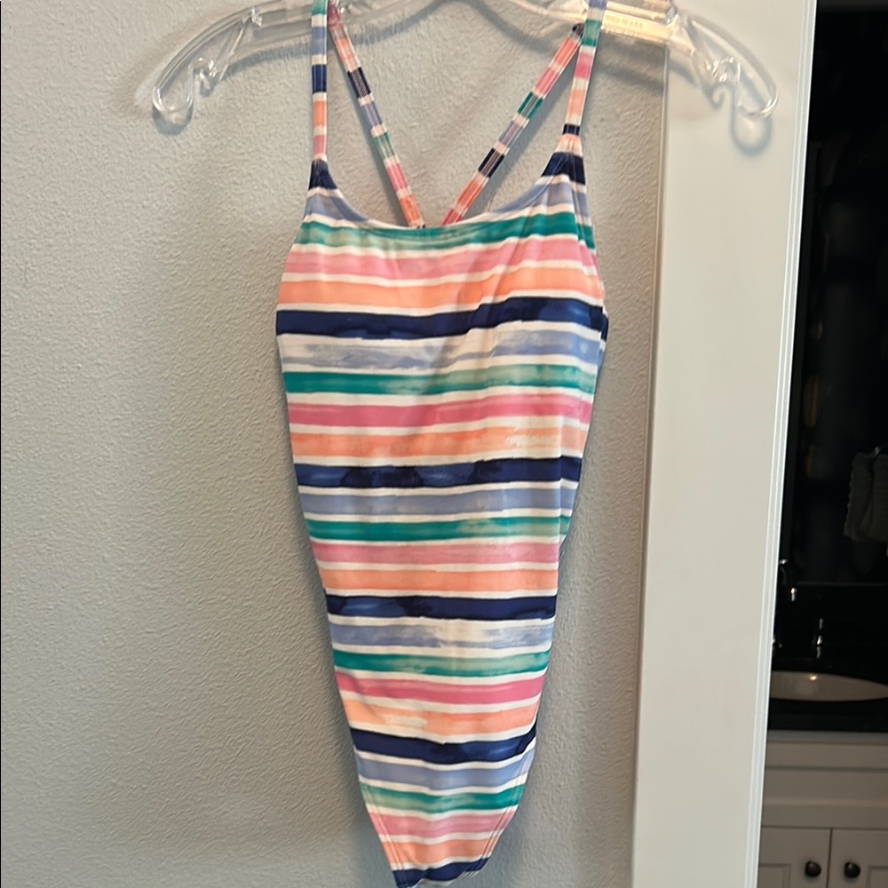 Athleta Girl Beachy Keen Striped Multicolor Swimsuit